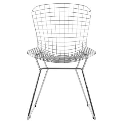 District Chrome Metal Grid Frame Wire Chair