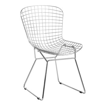 District Chrome Metal Grid Frame Wire Chair 3