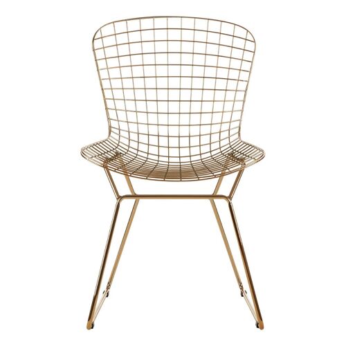 District Gold Metal Grid Frame Wire Chair