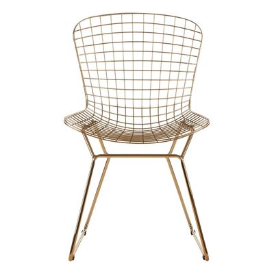 District Gold Metal Grid Frame Wire Chair