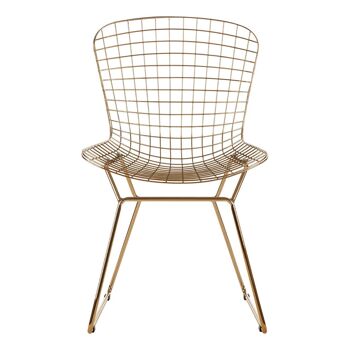 District Gold Metal Grid Frame Wire Chair 2