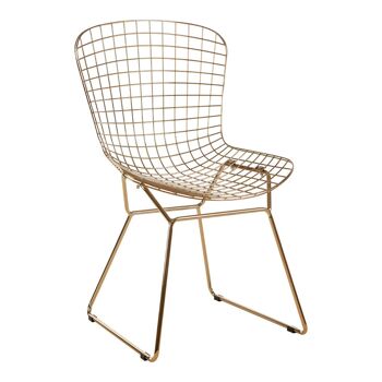 District Gold Metal Grid Frame Wire Chair 3