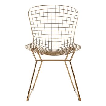 District Gold Metal Grid Frame Wire Chair 6