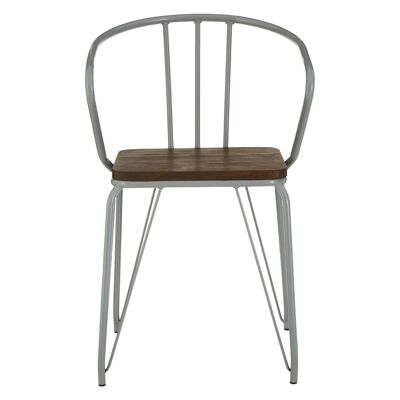 District Grey Metal and Elm Wood Arm Chair