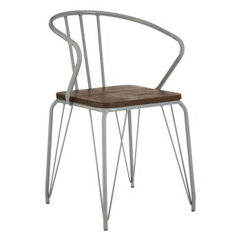 District Grey Metal and Elm Wood Arm Chair 3