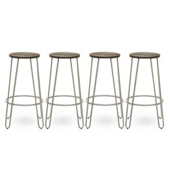 District Silver Finish Metal Frame Bar Stool 7