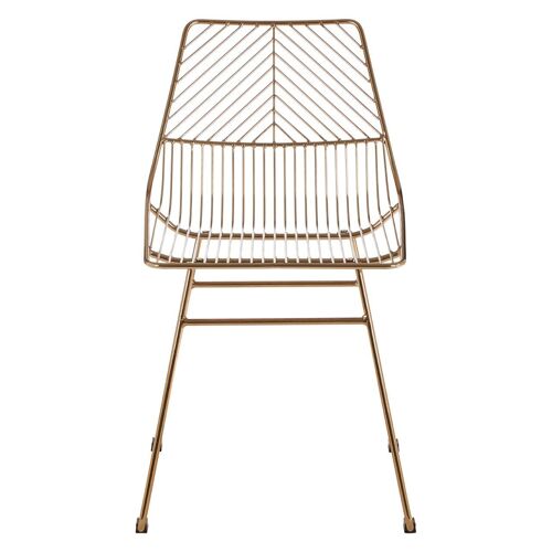 District Small Gold Finish Metal Wire Chair