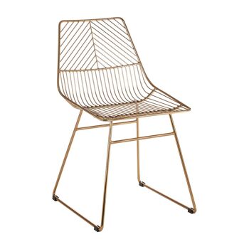 District Small Gold Finish Metal Wire Chair 3