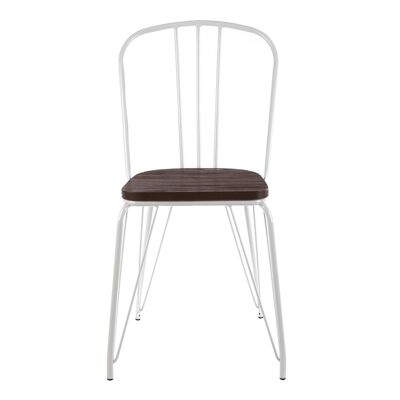 District White Metal and Elm Wood Chair