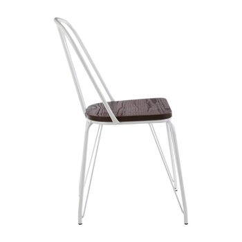 District White Metal and Elm Wood Chair 4