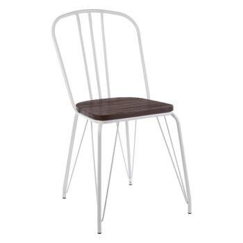 District White Metal and Elm Wood Chair 8