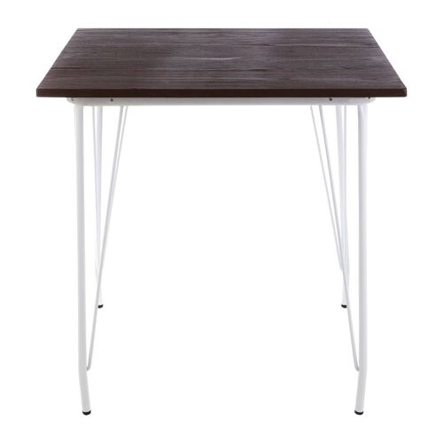 District White Metal and Elm Wood Table