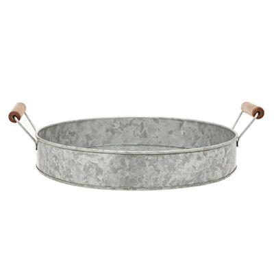 Drummond Round Tray with Wood Handle