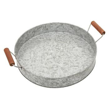 Drummond Round Tray with Wood Handle 4