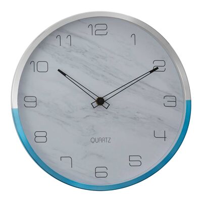 Elko Wall Clock with Silver / Blue Frame