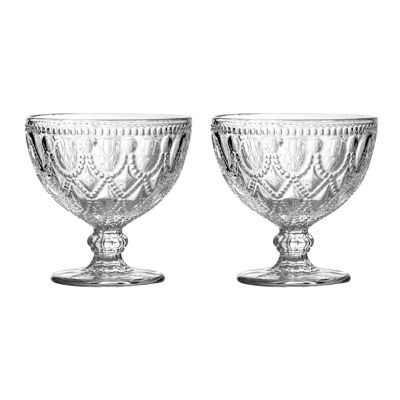 Fleur Clear Glass Sundae Dishes - Set of 2