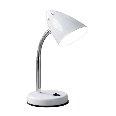 Flexi White Metal and Chrome Desk Lamp with EU Plug