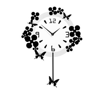 Horloge murale design fleurs et papillons 1