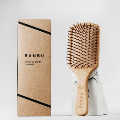 cepillo de pelo cuadrado de bambu