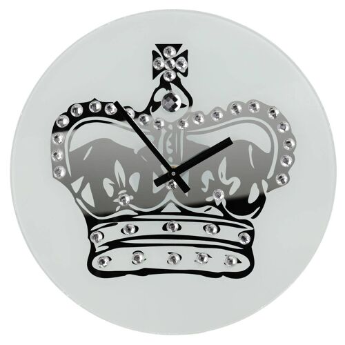Glass Crown with Diamantes Wall Clock
