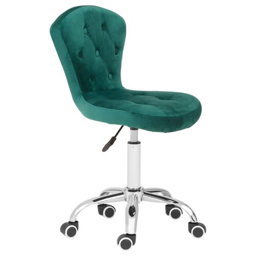 Green Velvet Buttoned Home Office Chair