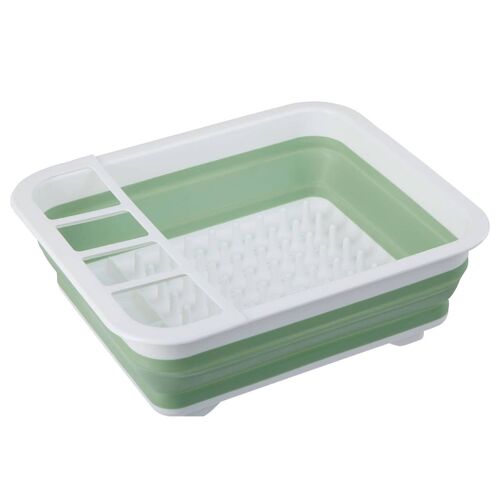 Green White Collapsible Dish Rack