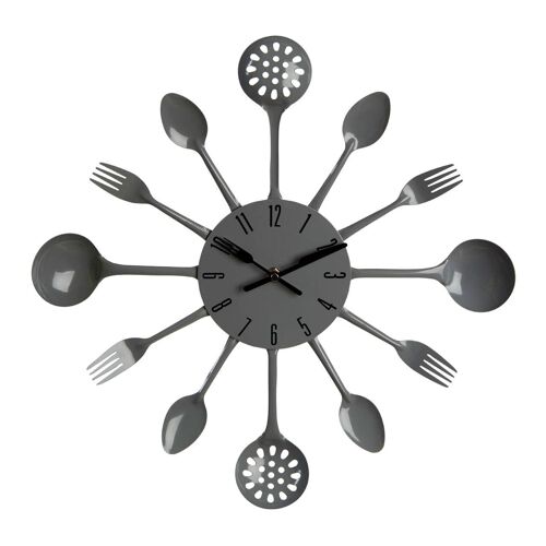 Grey Cutlery Wall Clock