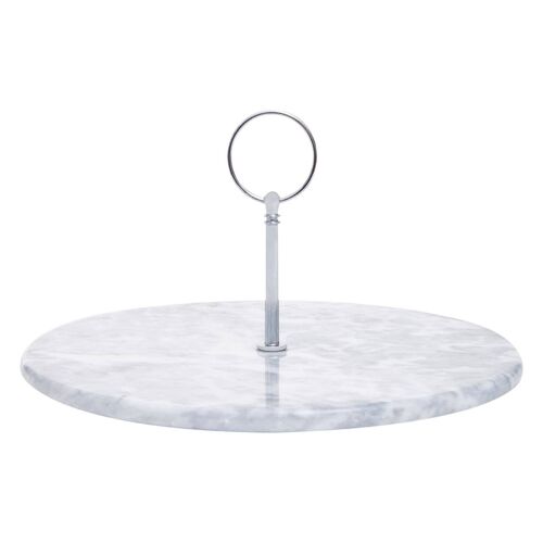 Grey Marble Cake Stand with Silver Handle