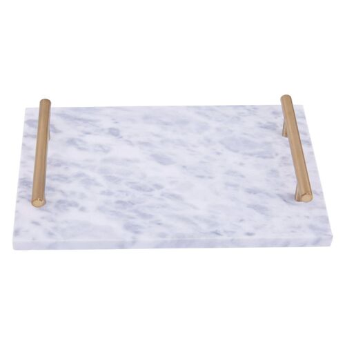 Grey Marble Tray with Gold Effect Handles