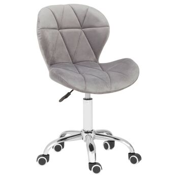 Chaise de bureau à domicile matelassée en velours gris 1