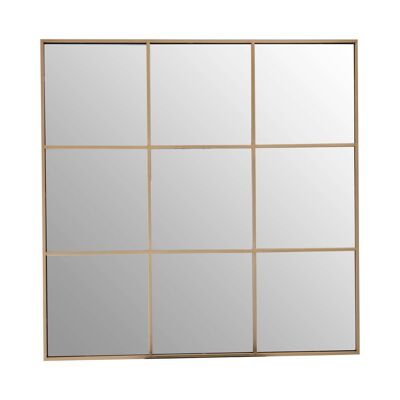 Grid Wall Mirror with Gold Finish Frame