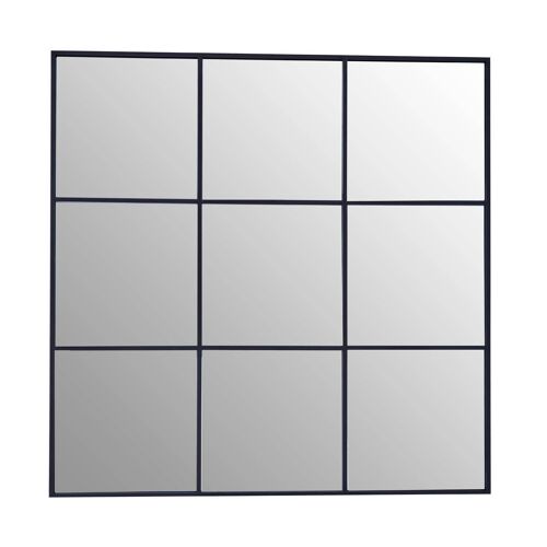 Grid Wall Mirror with Black Finish Frame