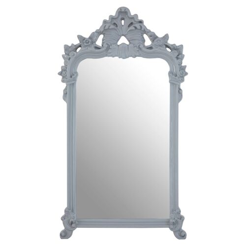 Grey Wall Mirror With Decorative Crest