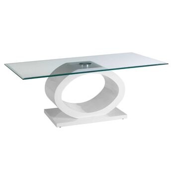 Table basse en forme de Halo O avec base blanche 3