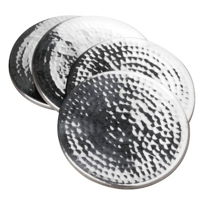 Hammered Effect Stainless Steel Coasters - Set of 4