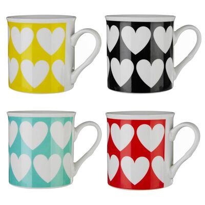 Heart Design Mugs - Set of 4