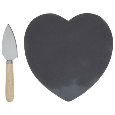 Heart Slate Cheese Board with Knife