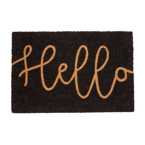 Hello Black Doormat