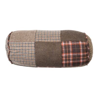 Heritage Patchwork Brown Bolster Cushion