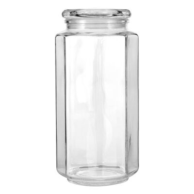 Hexagonal Glass Storage Jar - 1300ml