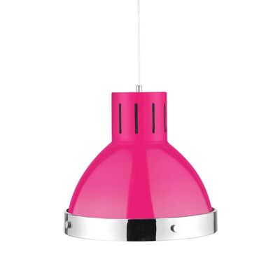 Hot Pink and Chrome Bell Shaped Pendant Light