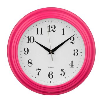 Horloge murale ronde rose vif 1