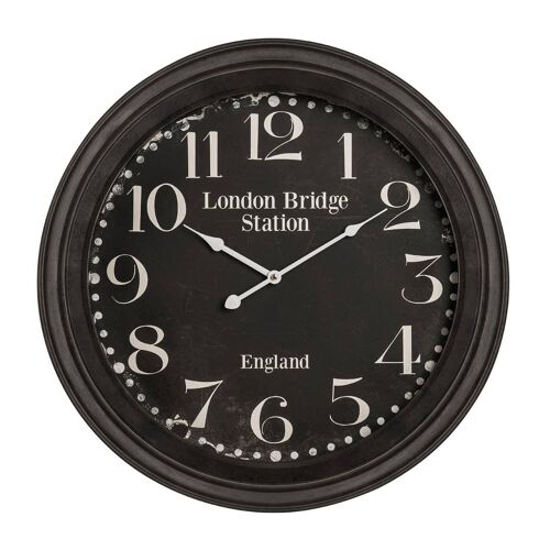 Iron and Glass Black Face Wall Clock