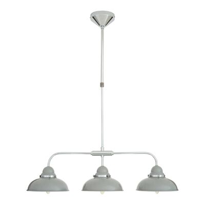 Jasper 3 Shades Light Grey and Chrome Pendant Light