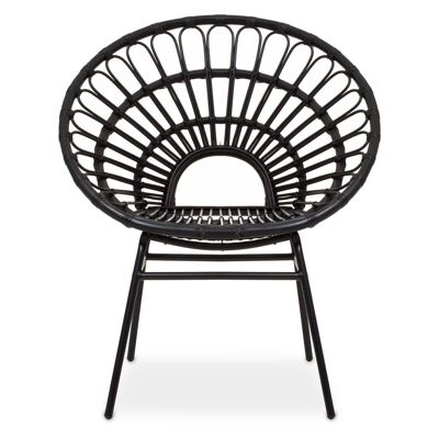 Java Black Rattan Flared Back Chair