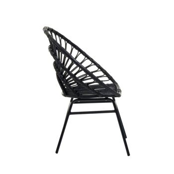 Chaise à dossier évasé en rotin noir Java 9