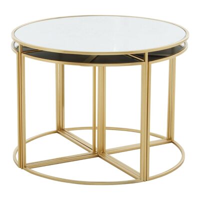Jolie 5 Piece Nesting Tables Set Mirrored Top Gold Frames
