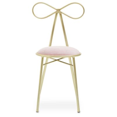 Jolie Gold Bow Pink Velvet Chair