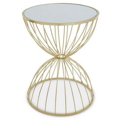 Jolie Hourglass Mirrored Top Gold Frame Side Table