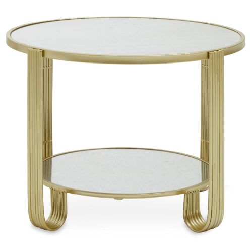 Jolie Round Mirrored Top Gold Frame Table